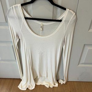 Free People White Long Sleeve Top